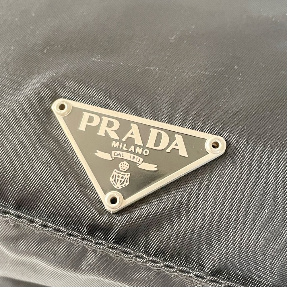 Prada unisex black nylon triangle logo pockets crossbody bag - Picture 7 of 11